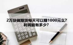 2万块做期货每天可以赚1000元么？利润能有多少？
